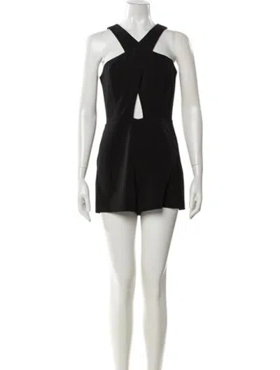 Pre-owned Jay Godfrey V-neck Romper In Black