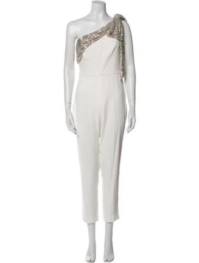 Pre-owned Jay Godfrey Wool One-shoulder Jumpsuit In White