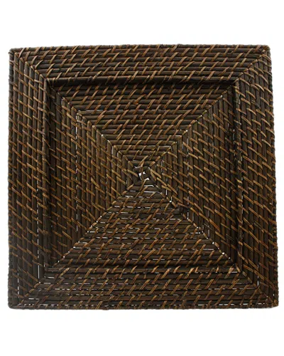 Jay Imports Set Of Four Square Brown Rattan Chargers In Multicolor