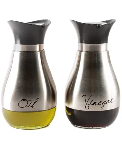 Jay Imports Cafe Contempo Glass 2pc Oil & Vinegar Set In Black