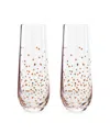 Jay Imports Confetti Gold Stemless Flutes, Set Of 2