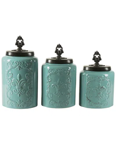 Jay Imports Jay Import Blue Antique Set Of 3 Canisters