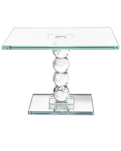 JAY IMPORTS JAY IMPORTS EXQUISITE 10IN CRYSTAL DESSERT STAND WITH MIRROR PEDESTAL BASE