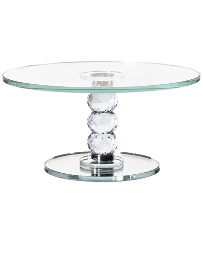 JAY IMPORTS JAY IMPORTS EXQUISITE ROUND CRYSTAL DESSERT STAND WITH MIRROR PEDESTAL BASE