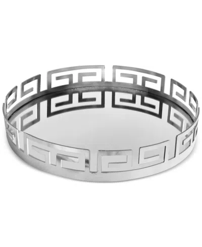 Jay Imports Greek Key Tray In Silver