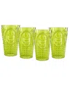 Jay Imports Set Of 4 Fleur De Lis Green Acrylic Tumblers