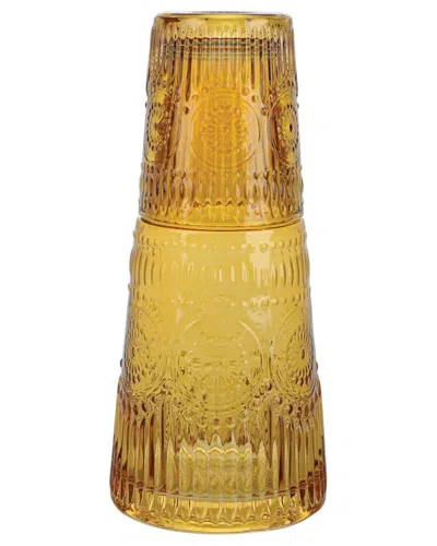 Jay Imports Vintage Amber Carafe Night Set In Yellow