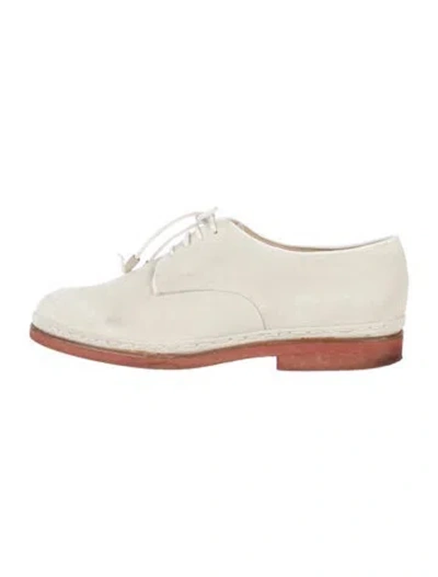 Pre-owned Jay Kos Suede Derby Shoes In White