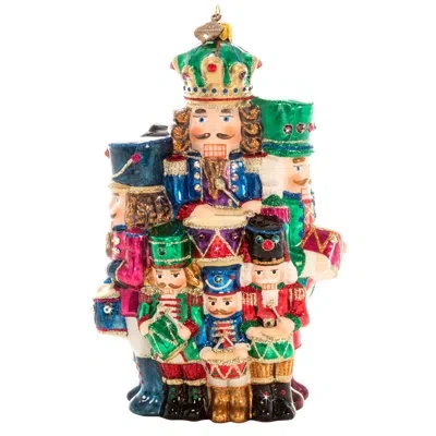 Jay Strongwater 12 Drummers Drumming Glass Hanging Figurine Ornament In Green;red;cream