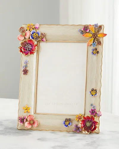 Jay Strongwater 5" X 7" Flower Photo Frame In Neutral