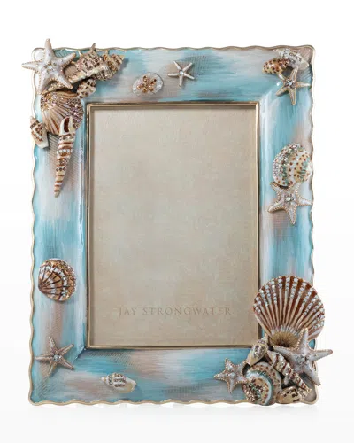 Jay Strongwater Coastal Shell Photo Frame In Blue