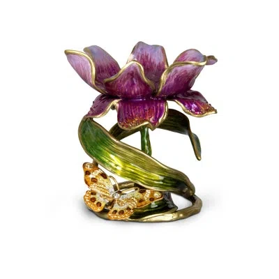 Jay Strongwater Aimee 6.5'' H Tabletop Candlestick In Purple,green,gold