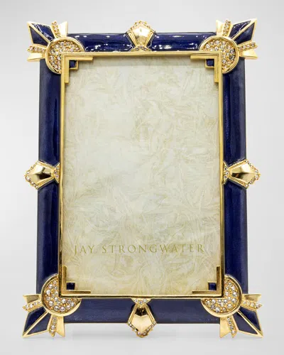 Jay Strongwater Art Deco Frame, 4" X 6" In Navy