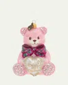 Jay Strongwater Baby's First Christmas Pink Teddy Glass Christmas Ornament