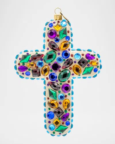 Jay Strongwater Bejeweled Cross Christmas Ornament In Multi