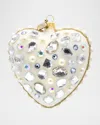 Jay Strongwater Bejeweled Opal Heart Christmas Ornament In Metallic