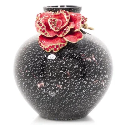 Jay Strongwater Black/red 9.25" Ceramic Table Vase