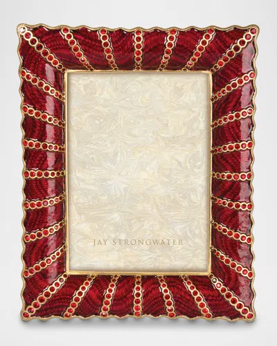 Jay Strongwater Blair Ruffled Edge Picture Frame, 5" X 7" In Red