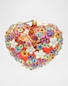 Jay Strongwater Blossom Floral Heart Christmas Ornament In Multi