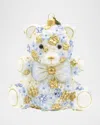 Jay Strongwater Blue Floral Teddy Christmas Ornament In Multi