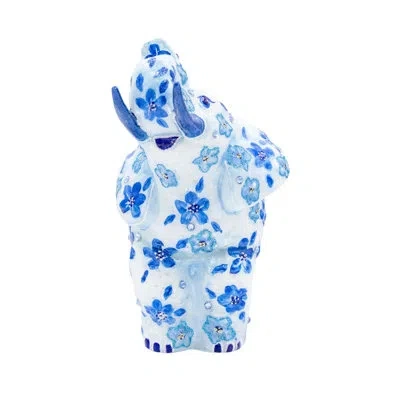 Jay Strongwater Bouquet Elephant Ornament In Blue;white