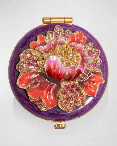 Jay Strongwater Brocade Floral Round Compact In Multi