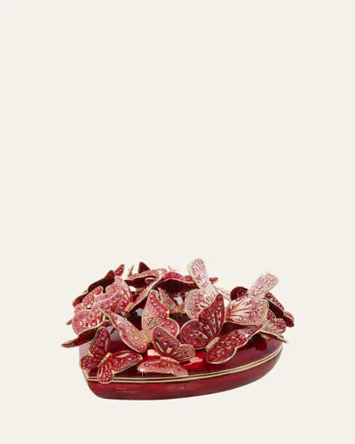 Jay Strongwater Butterfly Heart Box In Red
