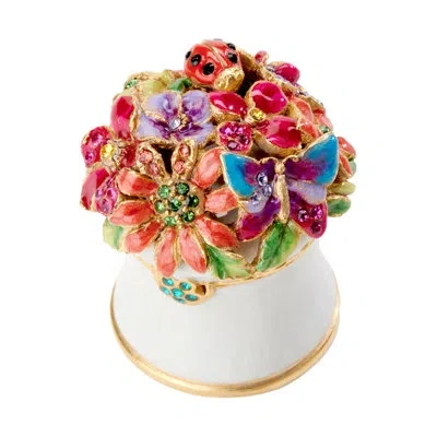 Jay Strongwater Cameryn Mini Bouquet Box In White;red;gold