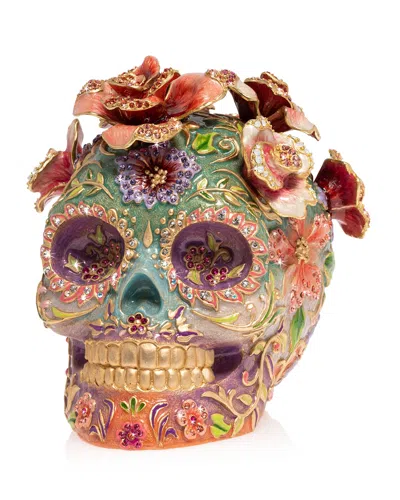 Jay Strongwater Catrina Skull With Roses In Multi