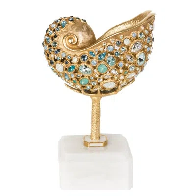 Jay Strongwater Channing Nautilus Shell With Marble Base In Gold