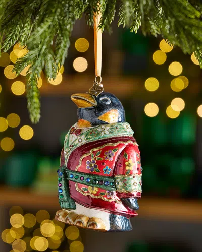 Jay Strongwater Christmas Penguin Christmas Ornament In Multi