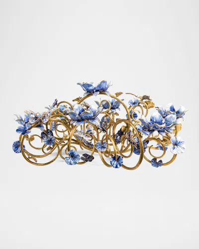 Jay Strongwater Claudine Floral Butterfly Candelabra In Multi
