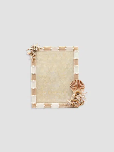 Jay Strongwater Coastal 5" X 7" Dune Seashell Frame In Brown