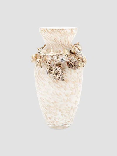 Jay Strongwater Coastal Nerina Tropical Shell Vase In Gold