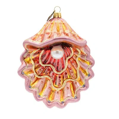 Jay Strongwater Coastal Shell Ornament In Red;yellow;pink;orange;ivory
