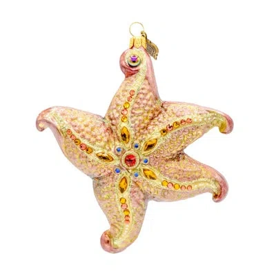 Jay Strongwater Coastal Starfish Ornament In Blue;red;pink;orange;gold