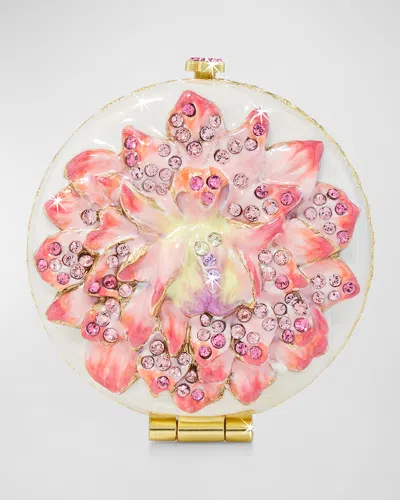 Jay Strongwater Dahlia Compact Mirror In Pink