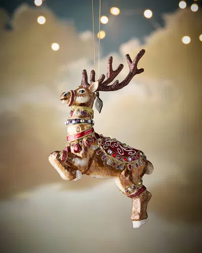 Jay Strongwater Dancer Reindeer Glass Christmas Ornament In Multi