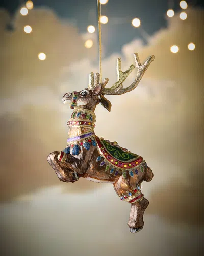 Jay Strongwater Dash Reindeer Swarovski Crystal Ornament In Multi