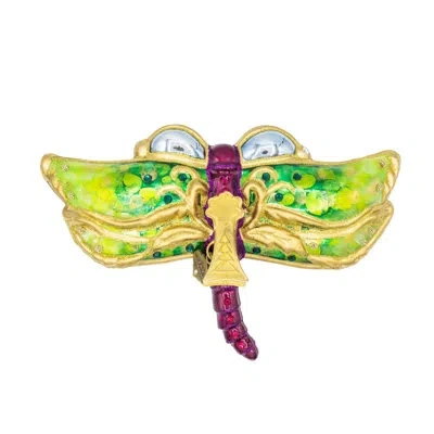 Jay Strongwater Dragon Fly Ornament In Green;purple;gold;silver