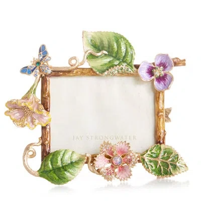 Jay Strongwater Dutch Floral Collection Blue And Brown Single Picture Frame In Multi