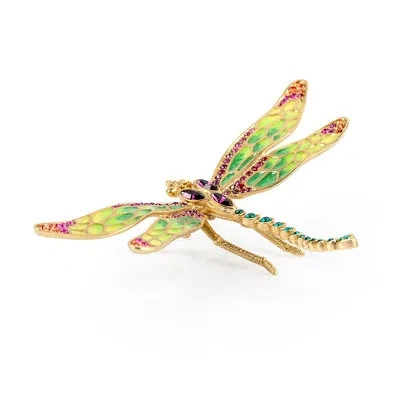 Jay Strongwater Echo Dragon Fly Objet In Green;orange;purple;gold