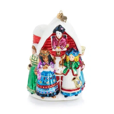 Jay Strongwater Eight Maids A Milking Glass Hanging Figurine Ornament In Blue;white;red