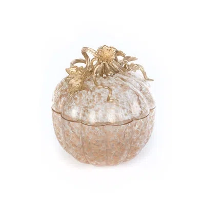 Jay Strongwater Erin Leaf & Vine Gilded Large Glass Jar In Gold