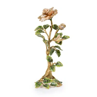 Jay Strongwater Eternity Rose Objet In Brown;white;green;gold;blush