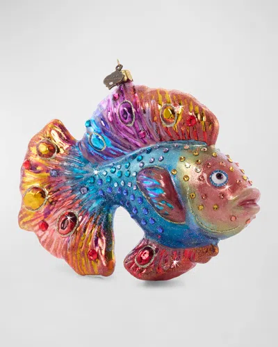Jay Strongwater Fancy Fish Glass Christmas Ornament In Multi