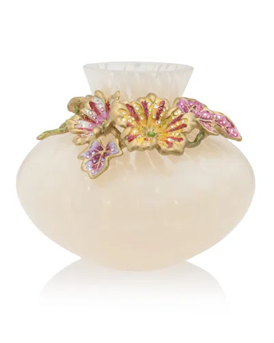 Jay Strongwater Flora Leaf And Flower Vase In Multi