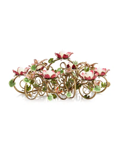 Jay Strongwater Floral & Butterfly Candelabra In Multi