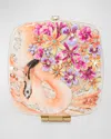 Jay Strongwater Floral Flamingo Compact Mirror