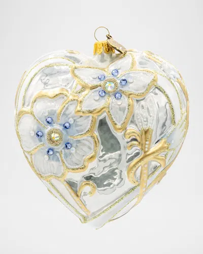 Jay Strongwater Floral Opal Heart Christmas Ornament In Multi